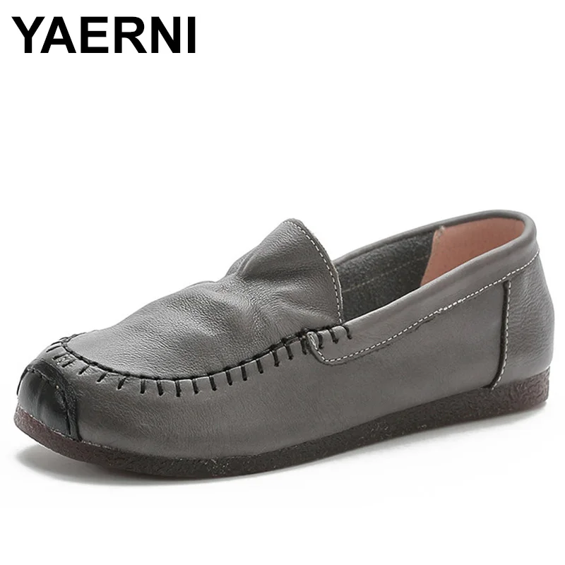 

Туфли YAERNI женские из натуральной кожи, одноножки, повседневная мягкая удобная дышащая обувь, модные, 2021