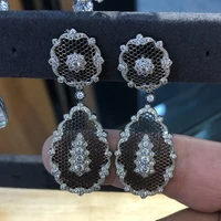vintage luxury 925 sterling silver 5a cubic zircon dangle drop earrings blackgold plated fine jewelry pary gifts for women 2021