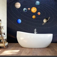 9 pcs wall stickers solar system wall mural glowing planets wall decals kids bedroom living room decoration