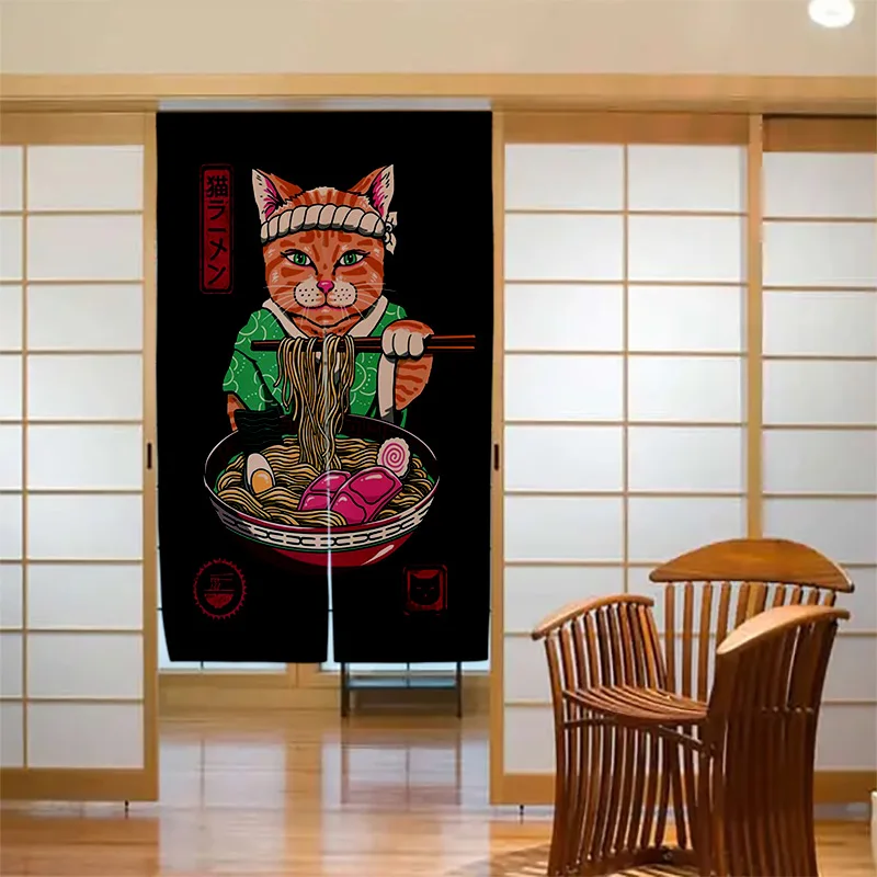 

Японские занавески Noren Lucky Cat Ukiyo-e светильник дверные занавески для спальни, коридора, домашний декор, креативные занавески для кухни