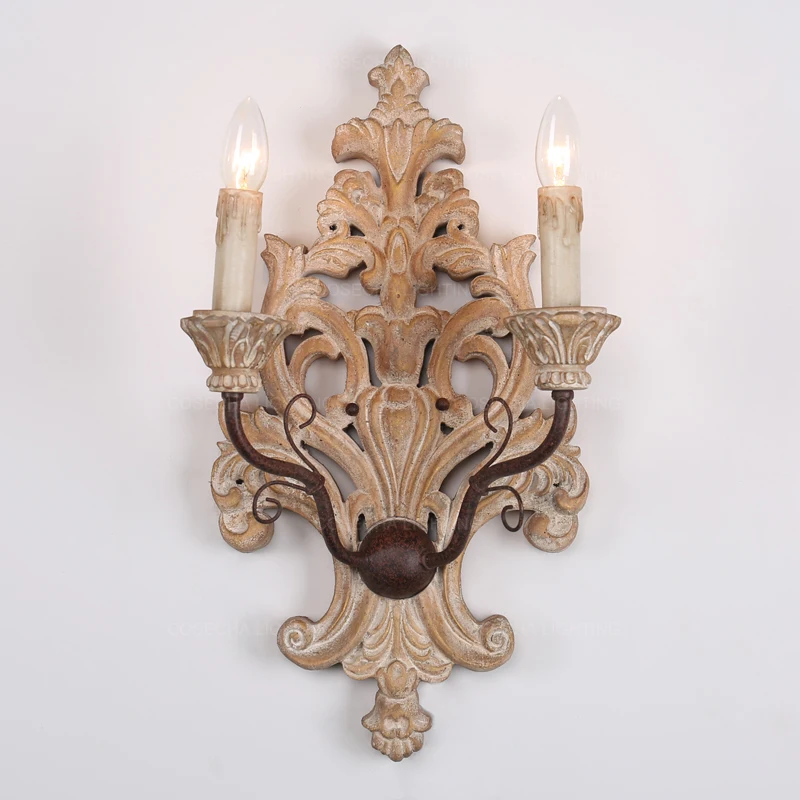 Деревянный резной настенный светильник большой деревянный Настенный бра