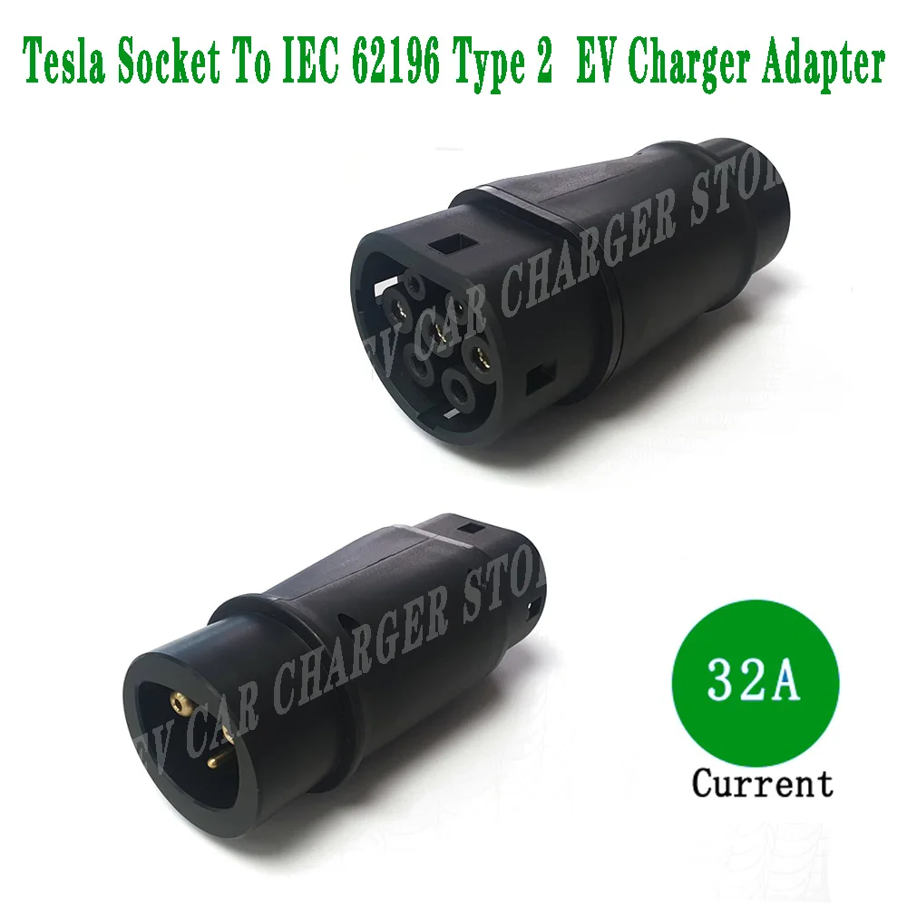 Car EV Charging Tesla Socket to Type 2 IEC 62196 Inlet Ev Charger Electric Vehicle Adapter 32A For Model S X 3 Y | Автомобили и