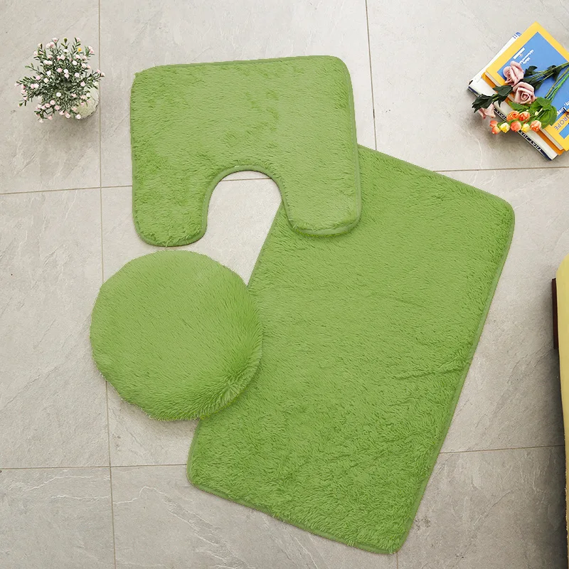 

Absorbent Bathroom Carpet Pedestal Rug Toilet Lid Cover tapis salle de bain Shaggy Anti-slip Toilet Bath Mats Set Coral Fleece