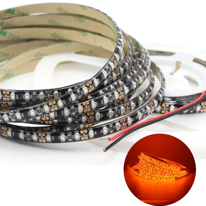 3528 120leds black DC12V SMD 5050 3528 светодиодный световой бар оранжевый 600nm истинный Оранжевый Светодиодный луч светодиодный свет с веревкой свет 12 в коридор моделирующая лампа - Испускаемый цвет: 3528 120leds black