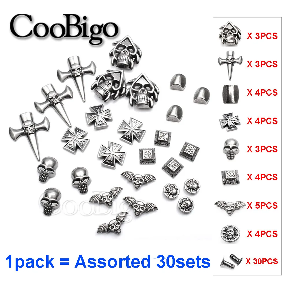 1 комплект оловянные заклепки в виде черепа шипы стиле панк рок Сделай Сам