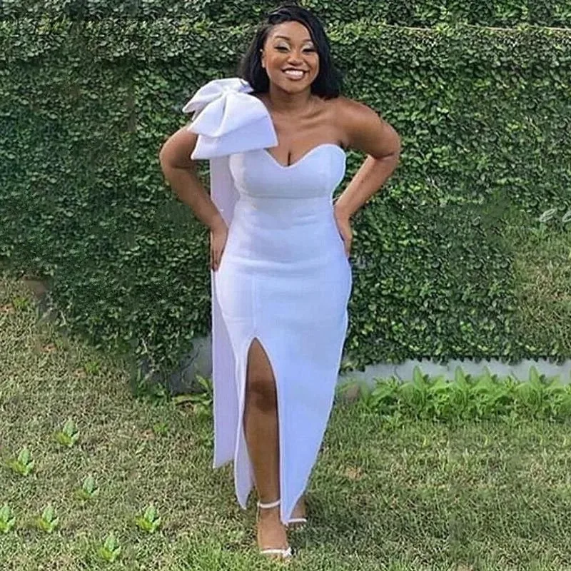 YiMinpwp белые платья-футляры для выпускного вечера с одним плечом и разрезом по