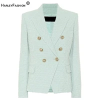 harleyfashion fall spring luxury quality unique design mint tweed slim thick european high street lady blazer