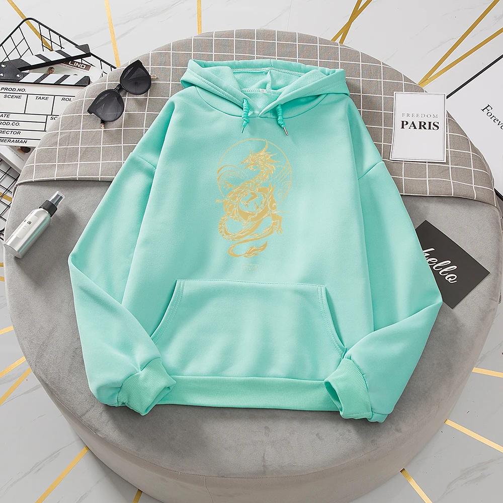 Graphic Sweatshirt Dragon Printing Women Sweetshirts Winter Cool Style Hoodie Women Harajuku Leisure Korean Ulzzang Clothes