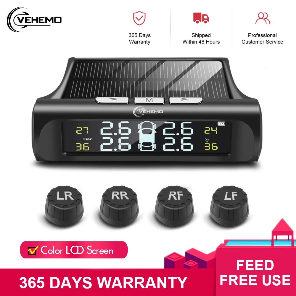 4 внешних датчика давления в шинах беспроводной датчик с солнечной батареей