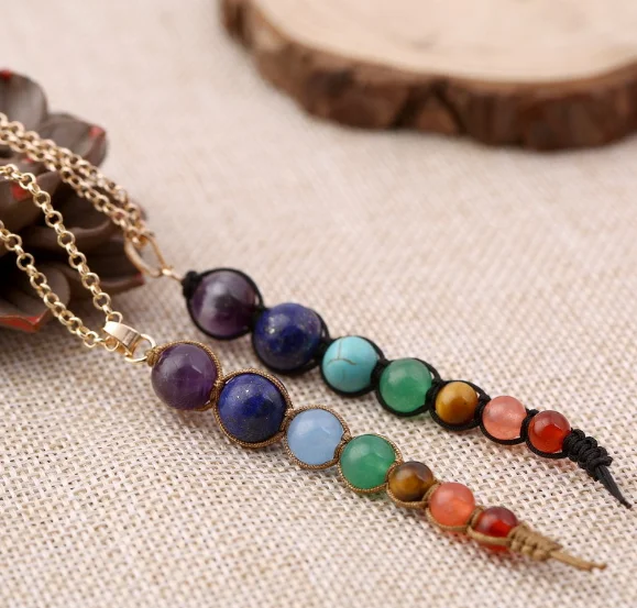 

Multicolor Lava 7 Chakra Healing Balance Beads Necklace Women Necklaces &amp Pendants Reiki Spiritual Yoga Jewelry Pendant Neckl