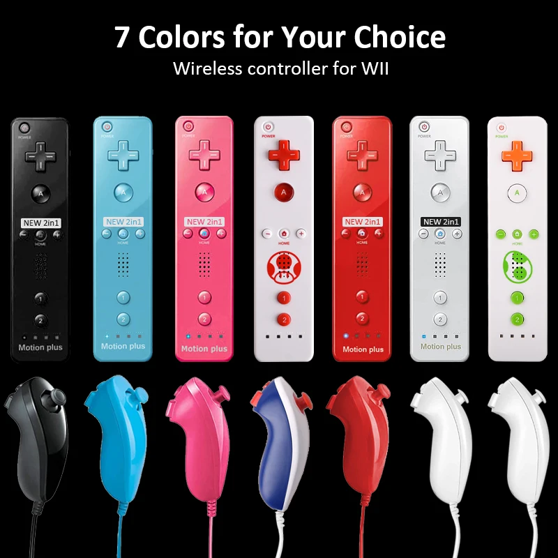 Беспроводной пульт дистанционного управления 2 в 1 для Nintendo Wii Nunchuck Встроенный Motion