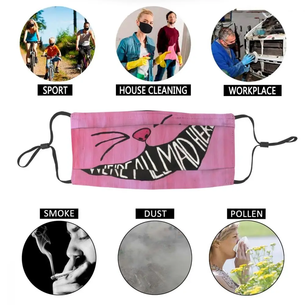 

Cheshire Cat We're All Mad Here Reusable Men Face Mask Dustproof Protection Cover Respirator Mouth-Muffle