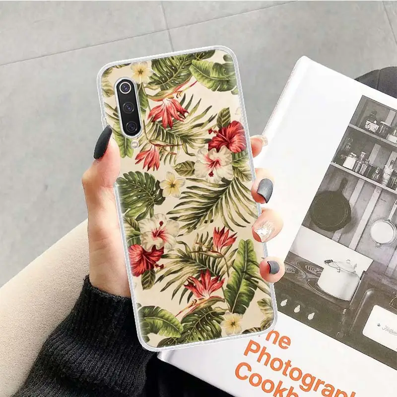 Чехол для телефона с тропическими листьями персиковыми цветами Xiaomi Redmi Note 10 9 8 Pro 9S