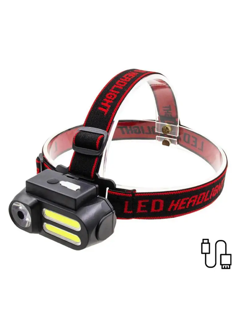 Складной налобный фонарь с USB аварийный затемнением водонепроницаемый рабочий COB