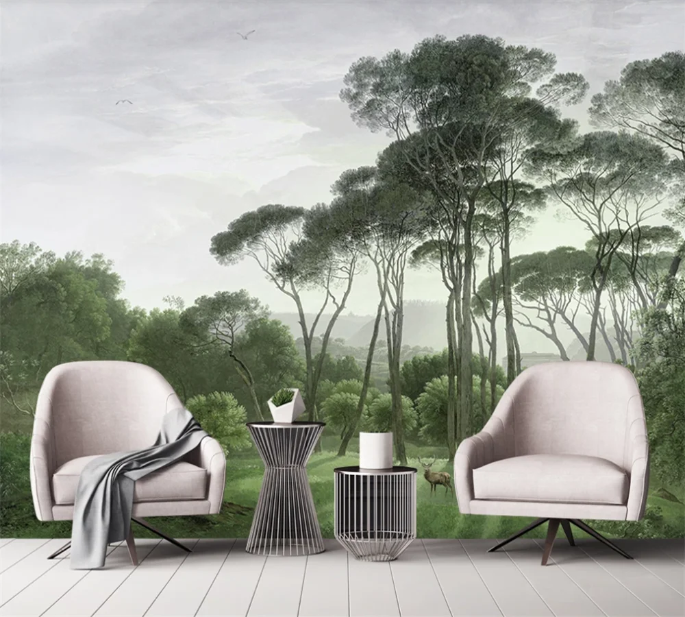 Пользовательские 3D Обои фреска Фэнтези дерево Сика олень спальня фоновая