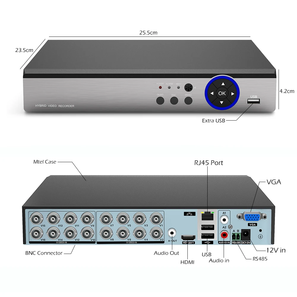Видеорегистратор DVR 16CH H.265 для CVBS AHD аналоговая IP камера Onvif P2P 1080P|Видеорегистратор