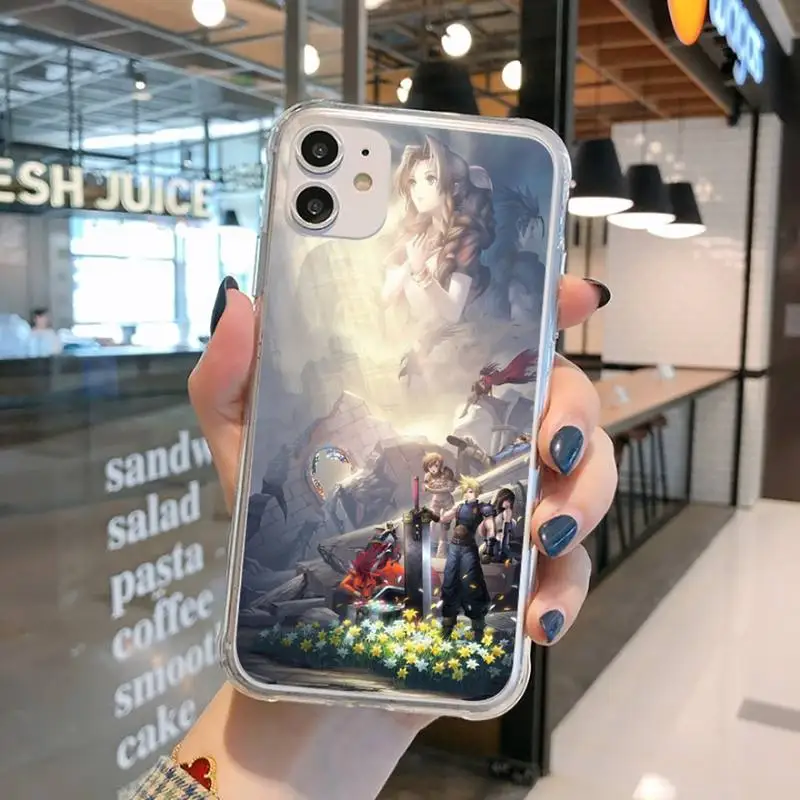 

Final Fantasy VII New Game Continue Phone Case Transparent for iPhone 11 12 mini pro XS MAX 8 7 6 6S Plus X 5S SE 2020 XR