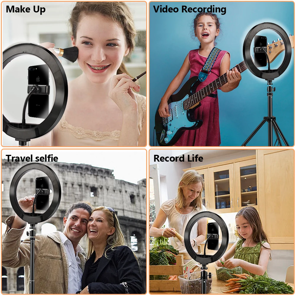 

Ringlights with Stand Phone Led Video Light Tripod Stand with Ring Light Selfie Stick for Iphone Photography Lighting Make Up