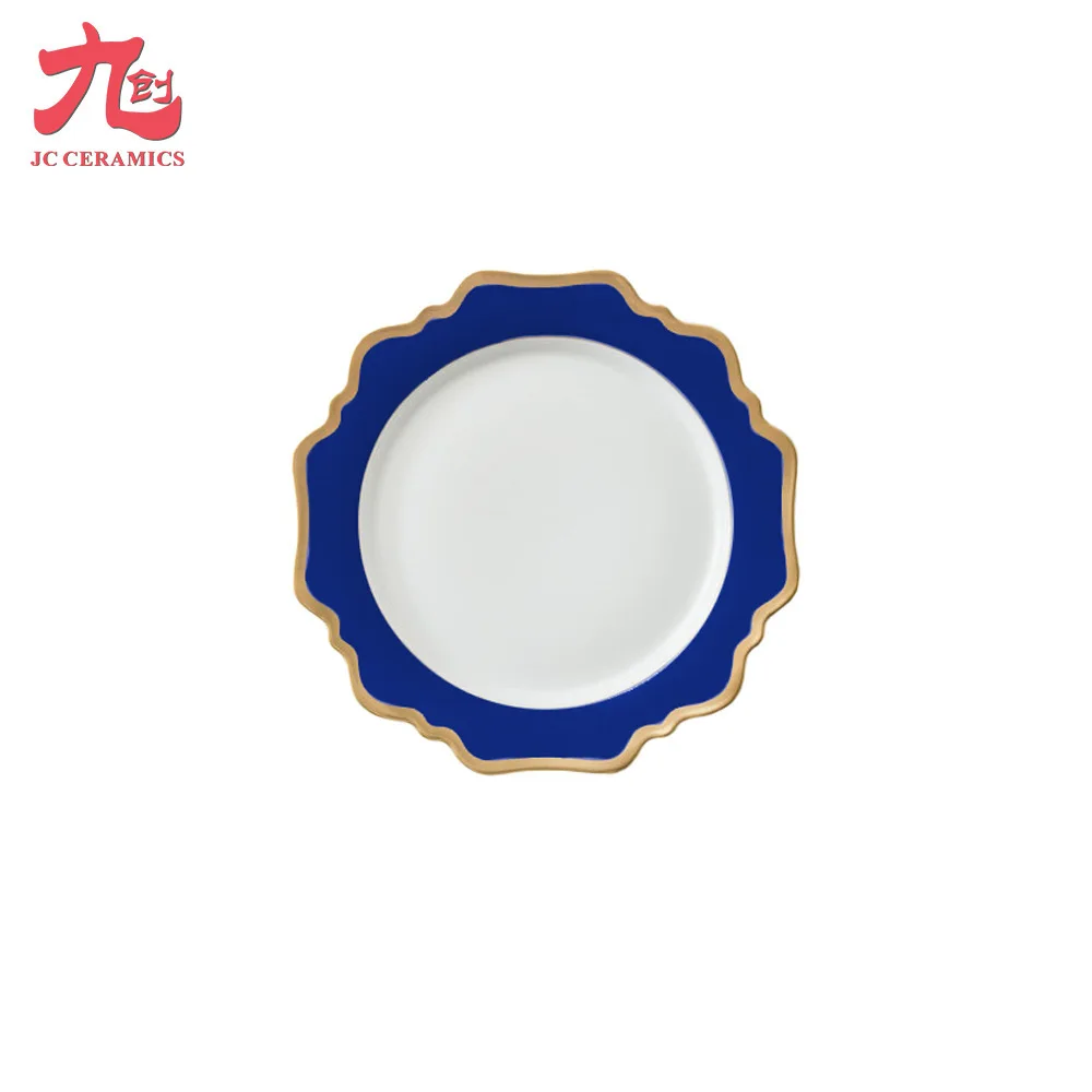 

Creative Nordic blue Phnom Penh sunflower plate four piece set of high grade ceramic tableware