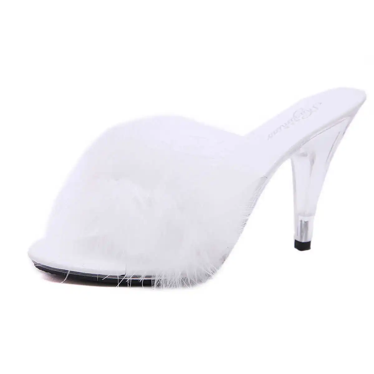 

Sexy super-high heels 10cm hairy women's sandals summer transparent crystal shoes large size fun shoes