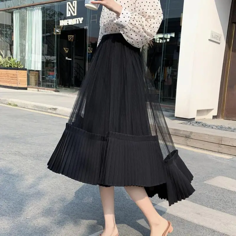 

Женская длинная юбка с завышенной талией, Повседневная простая белая трапециевидная юбка с высокой талией, весна-осень 2021