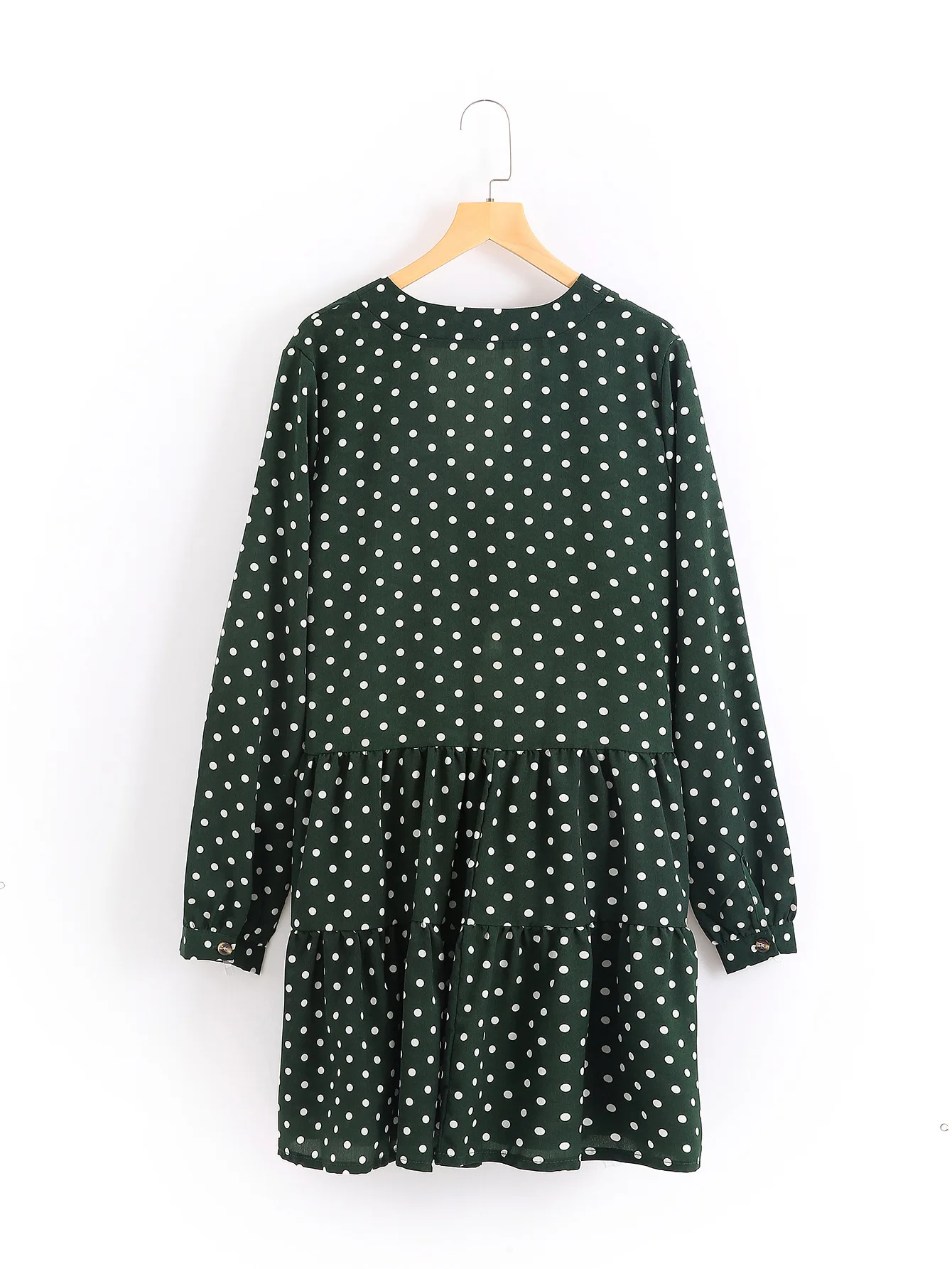 

Polka Dot V-neck button design dress