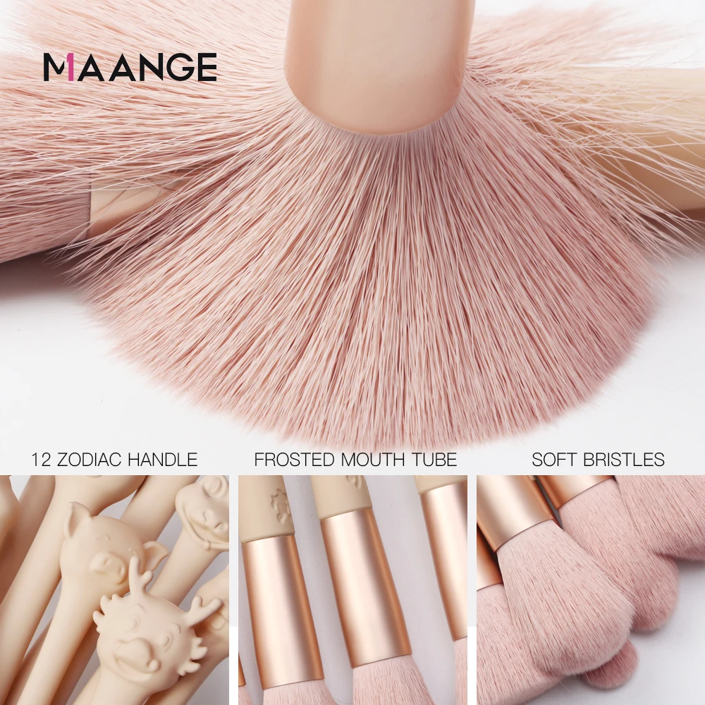 MAANGE 12 шт. набор кистей для макияжа с сумкой чехол милый тонального крема век