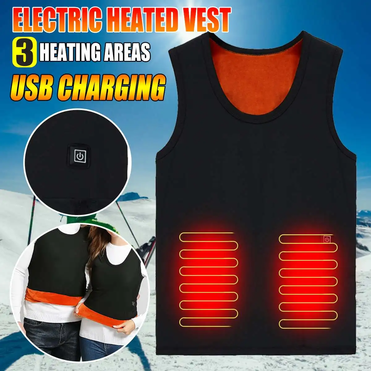 

Men Women Outdoor Electric Heating Seven Zone Intelligent Heating Vest Jacket with Cashmere inside Waistcoat For Sports Hiking