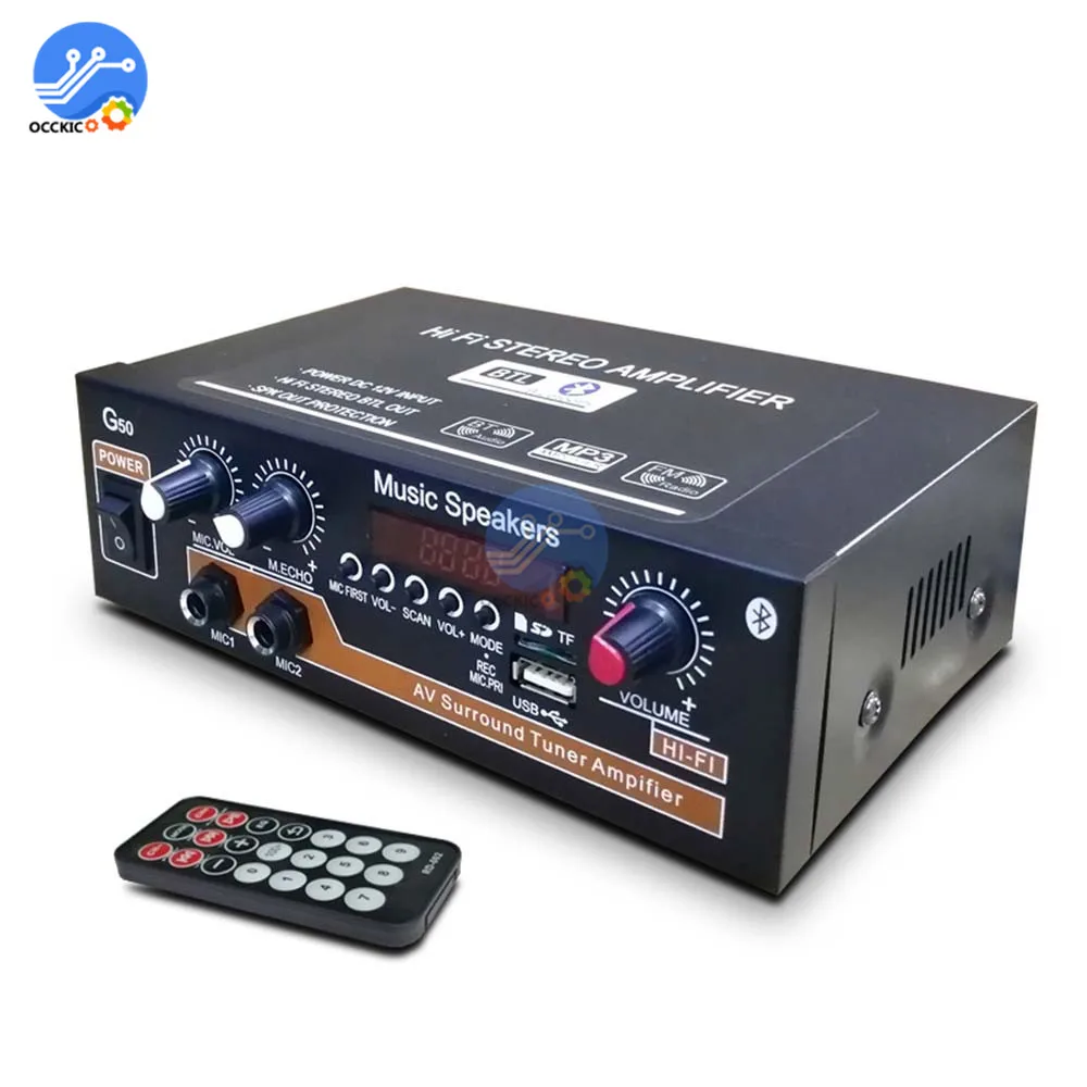 Усилитель мощности G50 800 Вт Bluetooth 5 0 TF-карта FM U-диск USB 12 В 110 220 для домашнего