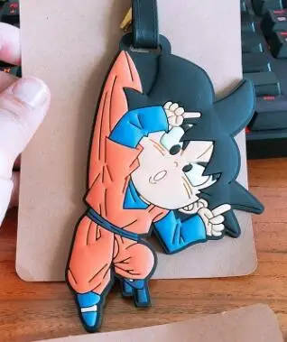 1 Dragon ball мультфильм ПВХ брелок Вегета Сон Гоку модные мягкие резиновые багажные бирки посадочный талон сумка бирки подвесные мешки с орнаментом - Цвет: 1