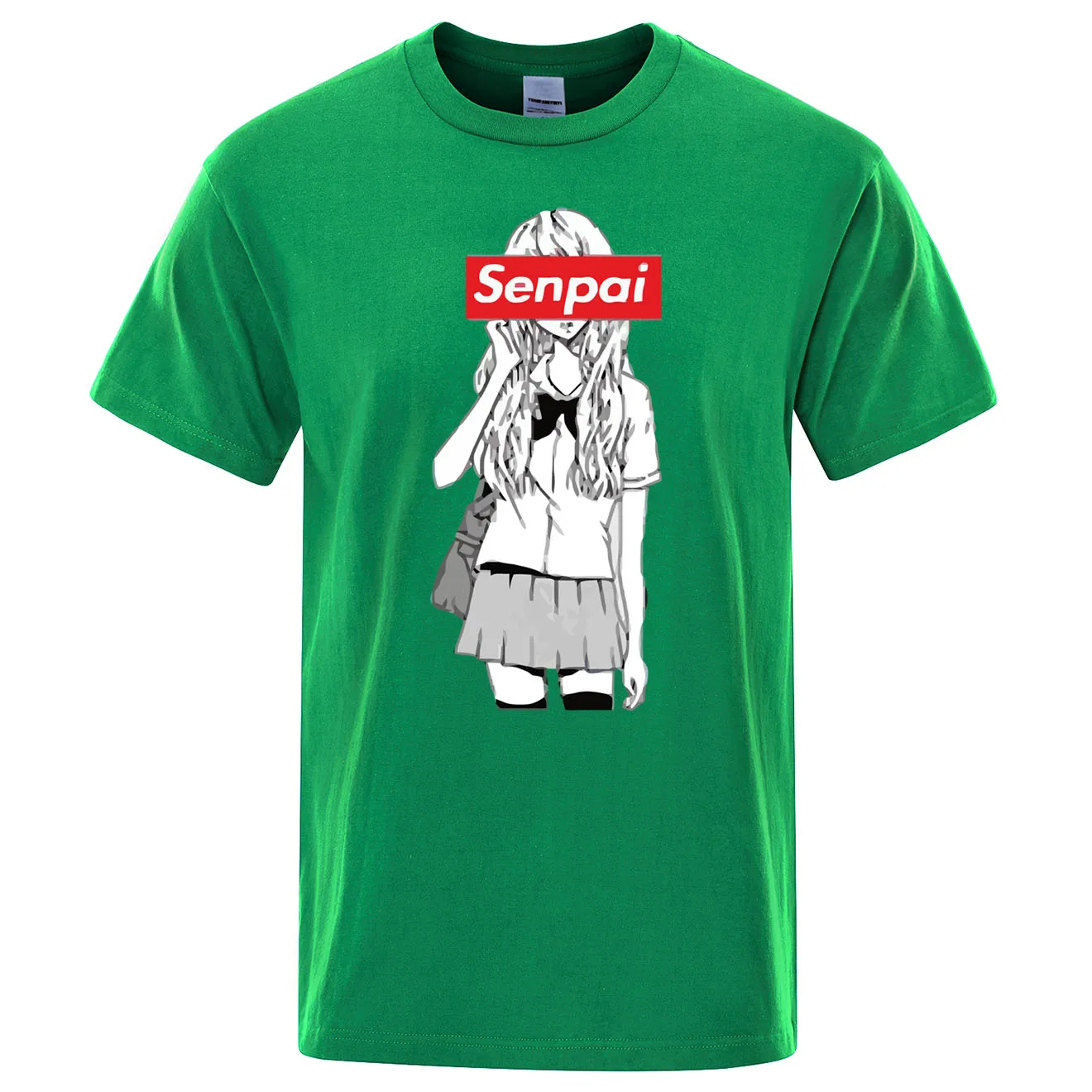 Senpai Anime Girl Nerdy Print T Shirt Summer Cotton Men's T-shirt Manga Streetwear Tee Tshirt Unisex Harajuku Clothes Tops Tees - Цвет: green 6