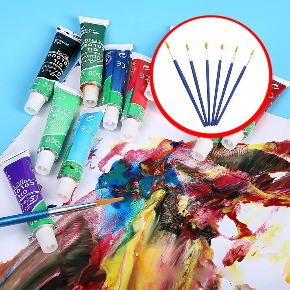 

6 шт нейлоновые кисти для рисования набор для рисования акварель акриловый профессиональный