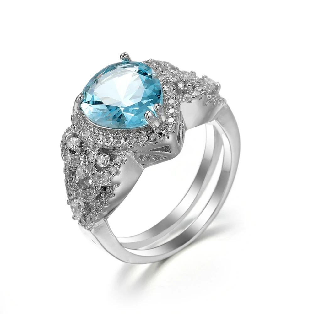 Вечерние Топ капли воды циркон большых свадебных Обручение кольца с микро паве