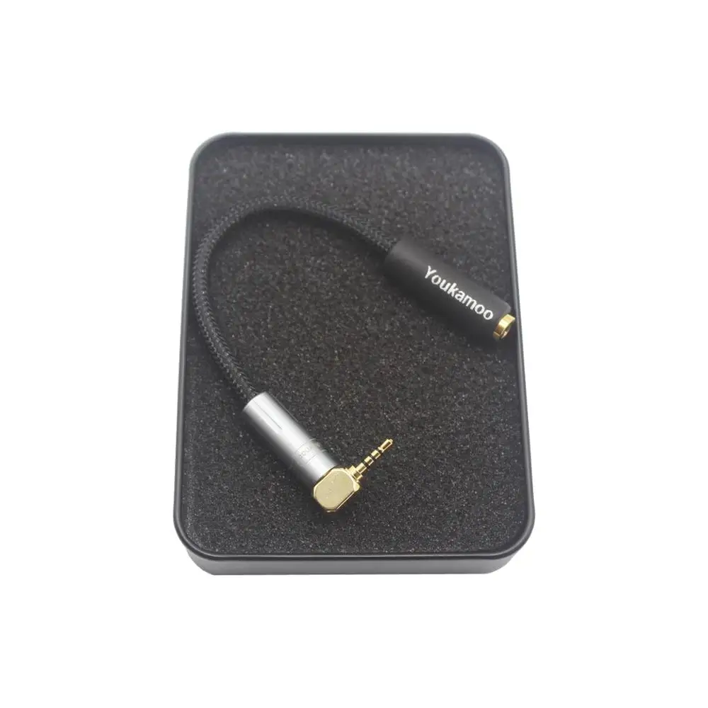 [ 2.5mm Right Angle ] 2.5mm Male to 4.4MM Female 8 Core Silver Plated Headphone Earphone Audio Adapter Cable New in Box