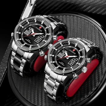 Men Watch FOXBOX Top Luxury Brand Dual Display Sports Watches For Mens Alarm Clock Quartz Wristwatch Gift Male Relogio Masculino Other Image