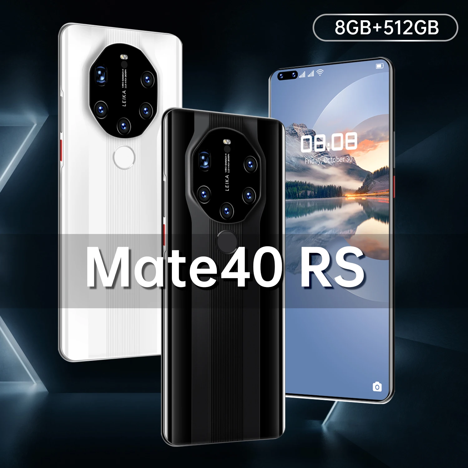 Новый 2021 Mate40RS 7 3 дюймов HD смартфонов 6800 мА/ч 256 ГБ 512 распознавания лиц и Andriod 11