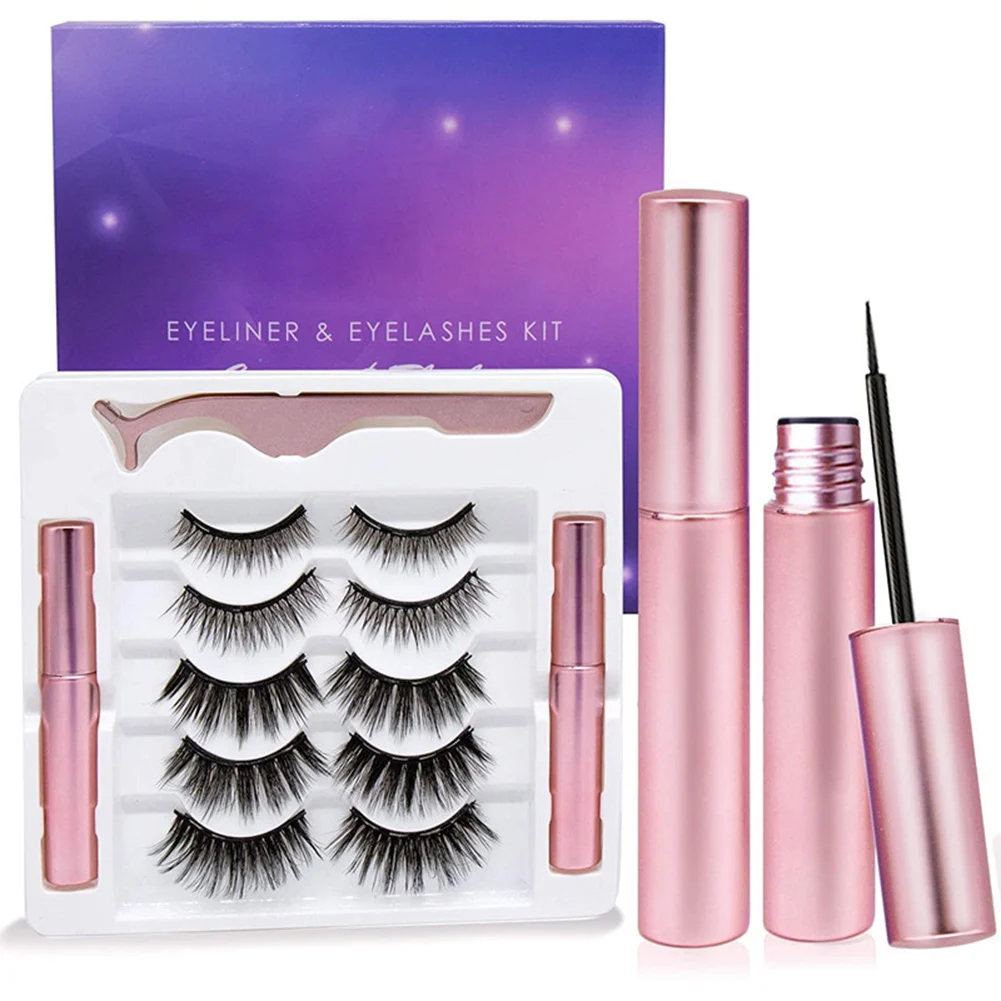 

Magnetic False Eyelash Set Nature Long Eyelash Extensions with Magnetic Eyeline Liquid J9