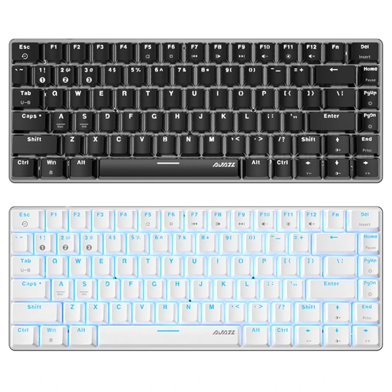 

Ajazz AK33 Mechanical Gaming Keyboard Cool LED RGB Backlight Switch 82 Keys Bluetooth Wired Keypad for PC Games