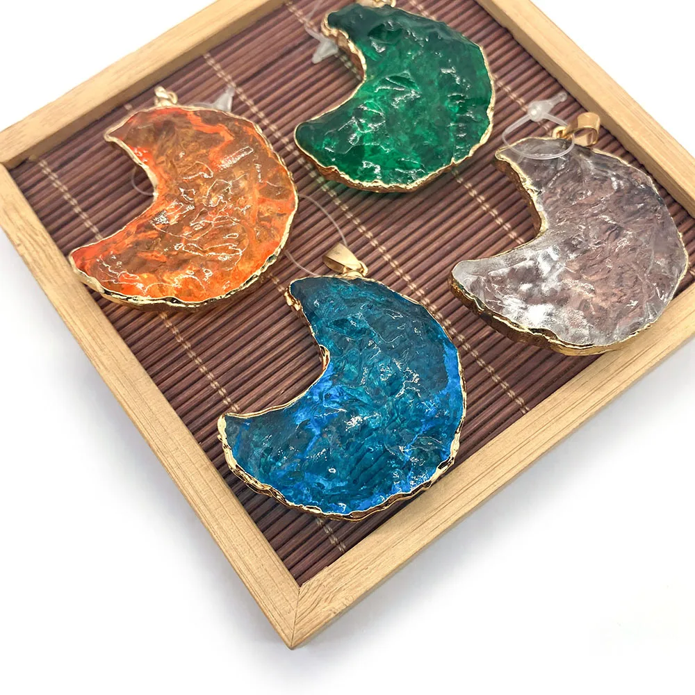 

Natural Stone Pendant Moon Color Fashion Multicolor Crystal Boutique Pendant Fashion Accessories Reiki Healing Stone Pendant