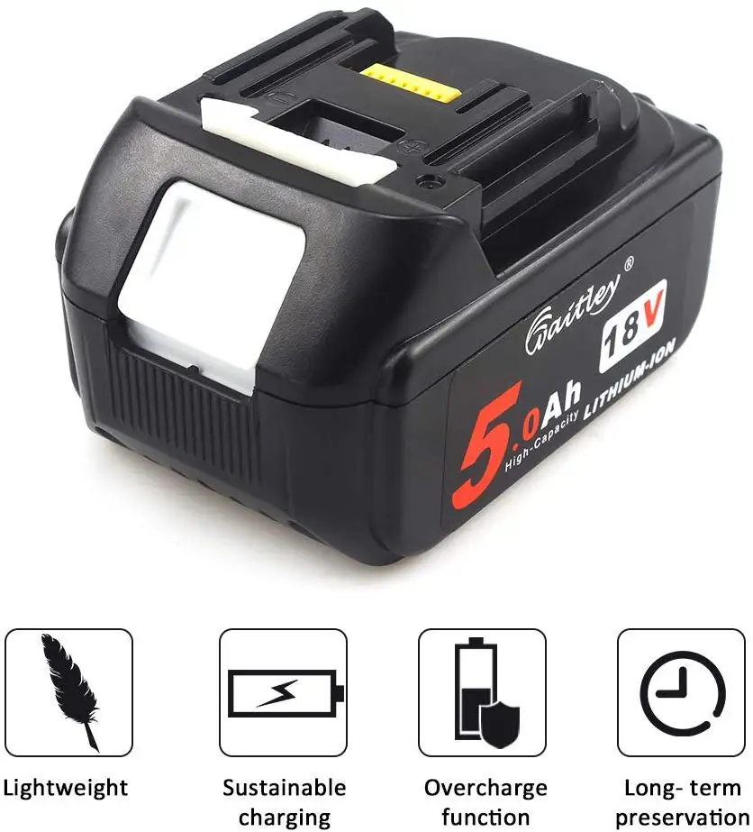 Waitley BL1850 18В 5.0Ah запасная батарея совместима с Makita BL1830 BL1840 BL1850B BL1860 LXT литий-ионный