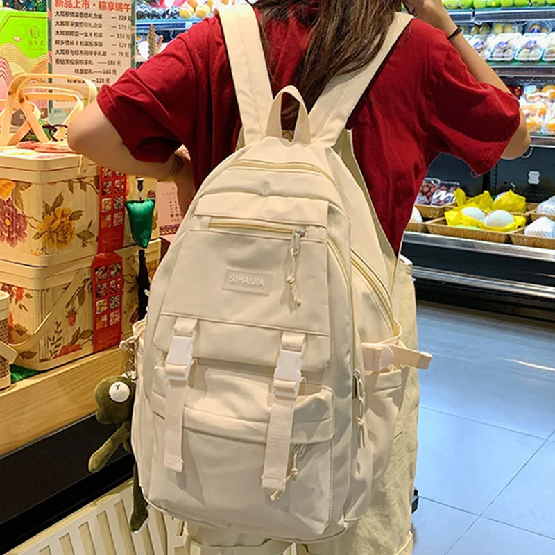 Однотонный школьный ранец EST для кавайных девушек водонепроницаемый холщовый