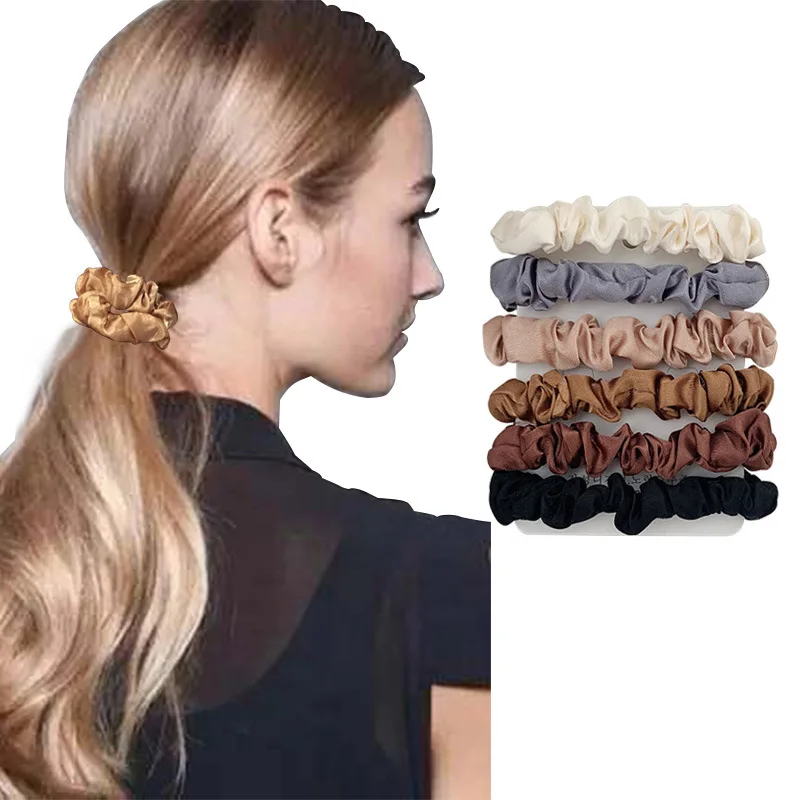 

Hair Accesorios Womens Ladies Solid color Rubber Bows Scrunchies Ponytail Female Scrunchy Elastic Hair Ropes Headwear For Women