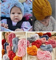 14pclot newborn baby round knot turban headbands toddler dounts head wrapsinfant bonnet beanies hats babes caps for girls boy