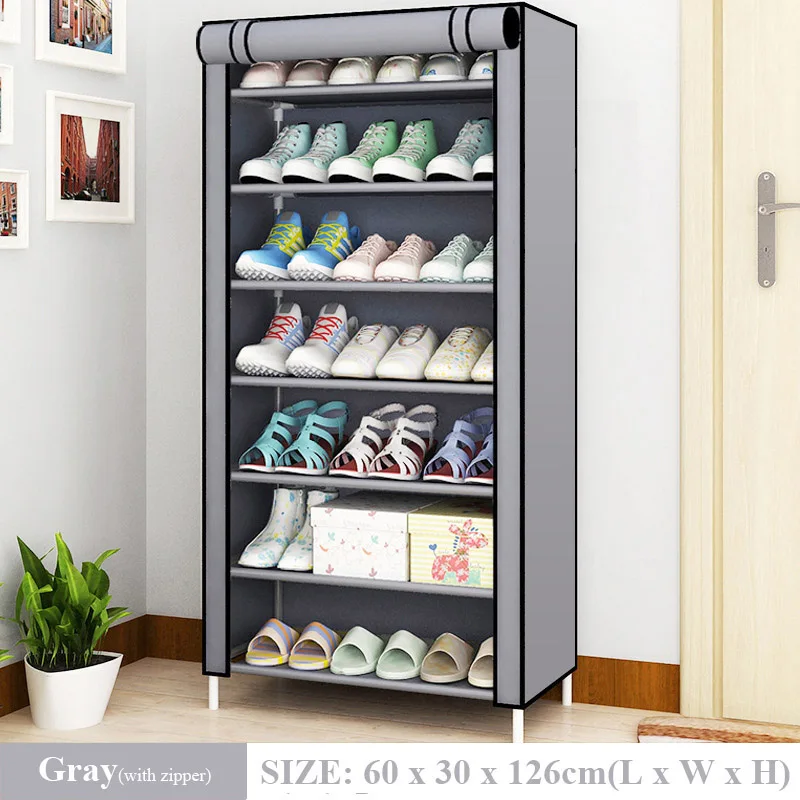 Gray 8L Простой пыленепроницаемый шкаф для обуви из нетканого материала для дома и общежития, собранный органайзер для хранения обуви, стеллаж для обуви, полка для обуви, сохраняющая аккуратность - Цвет: Gray 8L