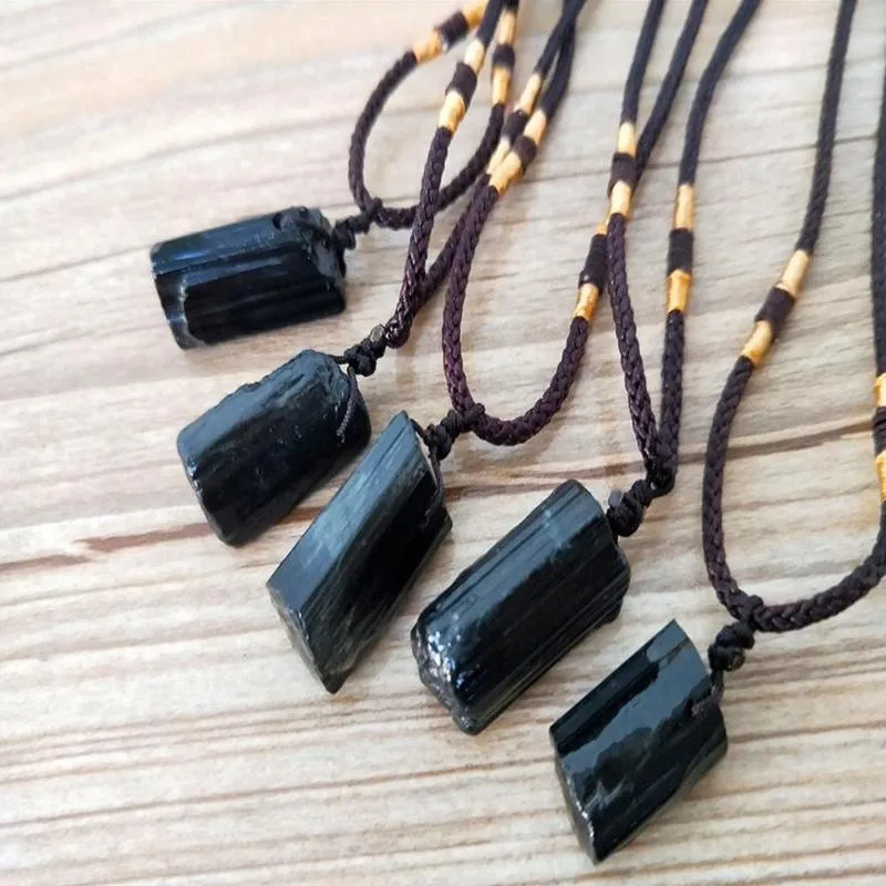 1 шт. черные ожерелья с натуральным кристаллом очаровательные турмалином и
