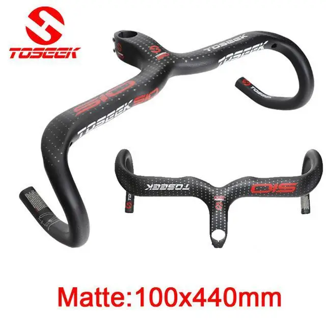 Toseek Vollcarbon Lenker Rennrad Bent Bar Manillar Integrado Del Manillar De La Bicicleta Brillante/mate Bike Teile - Цвет: Matte 100 x 440