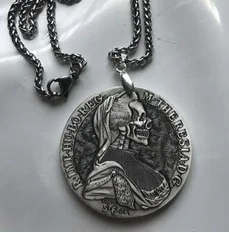 Счастливое винтажное двойное ожерелье с подвеской монеткой в виде орла черепа