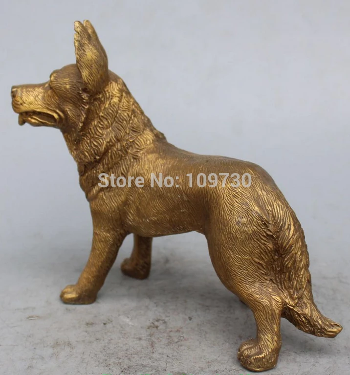 Bir 001333 10 &quotкитайская Бронзовая резная статуя животного собаки Pooch Mutt волка | Дом и