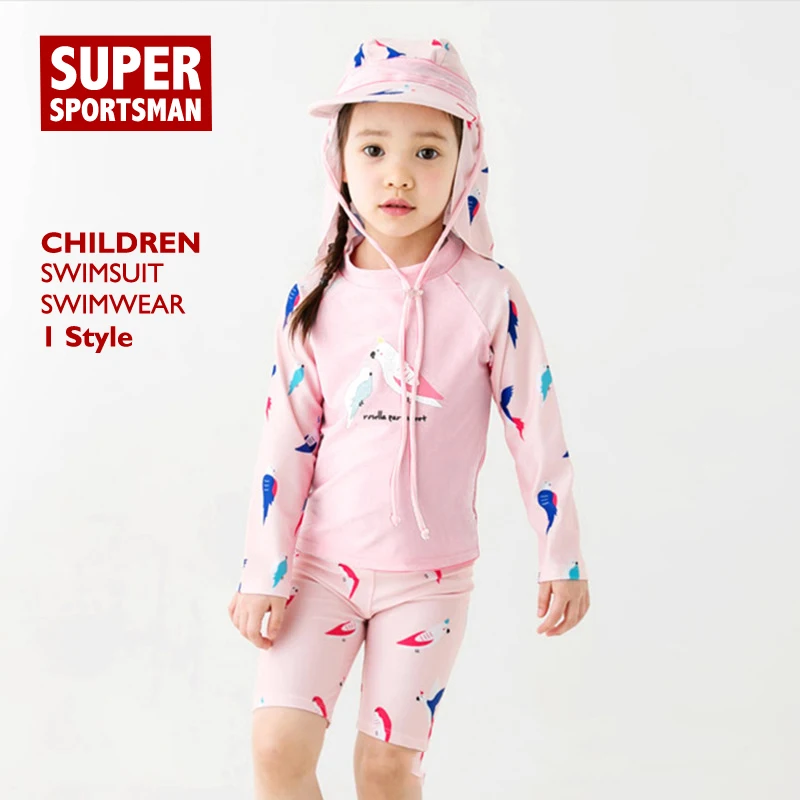 Пляжная одежда для маленьких девочек купальник детские Мультяшные птицы UPF50 +