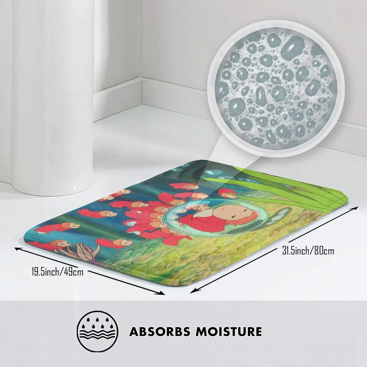 Напольный коврик Sosuke Ponyo для ног ванной нескользящий туалета балкона Прочный